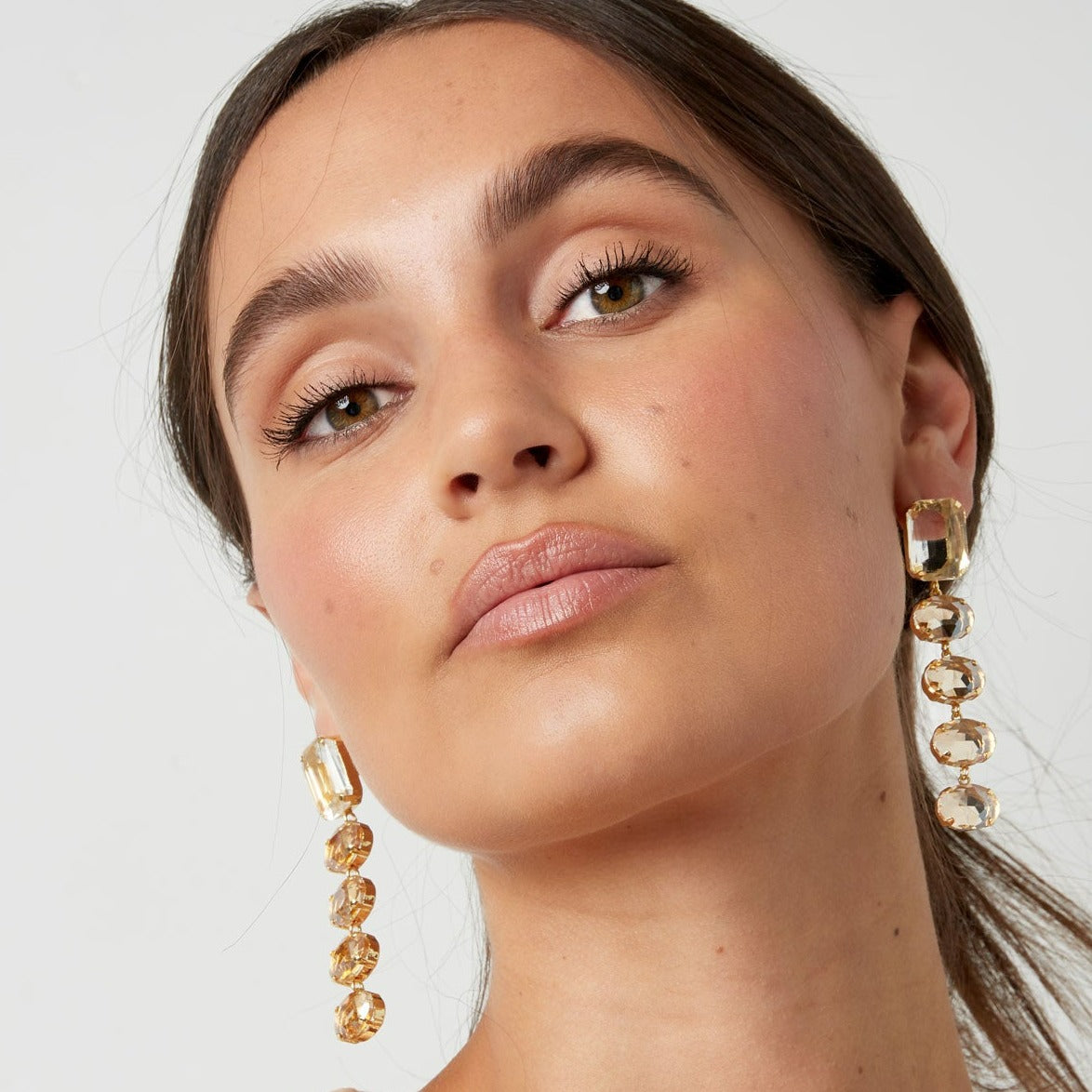 Dames oorbellen glaskralen goudkleurig koper