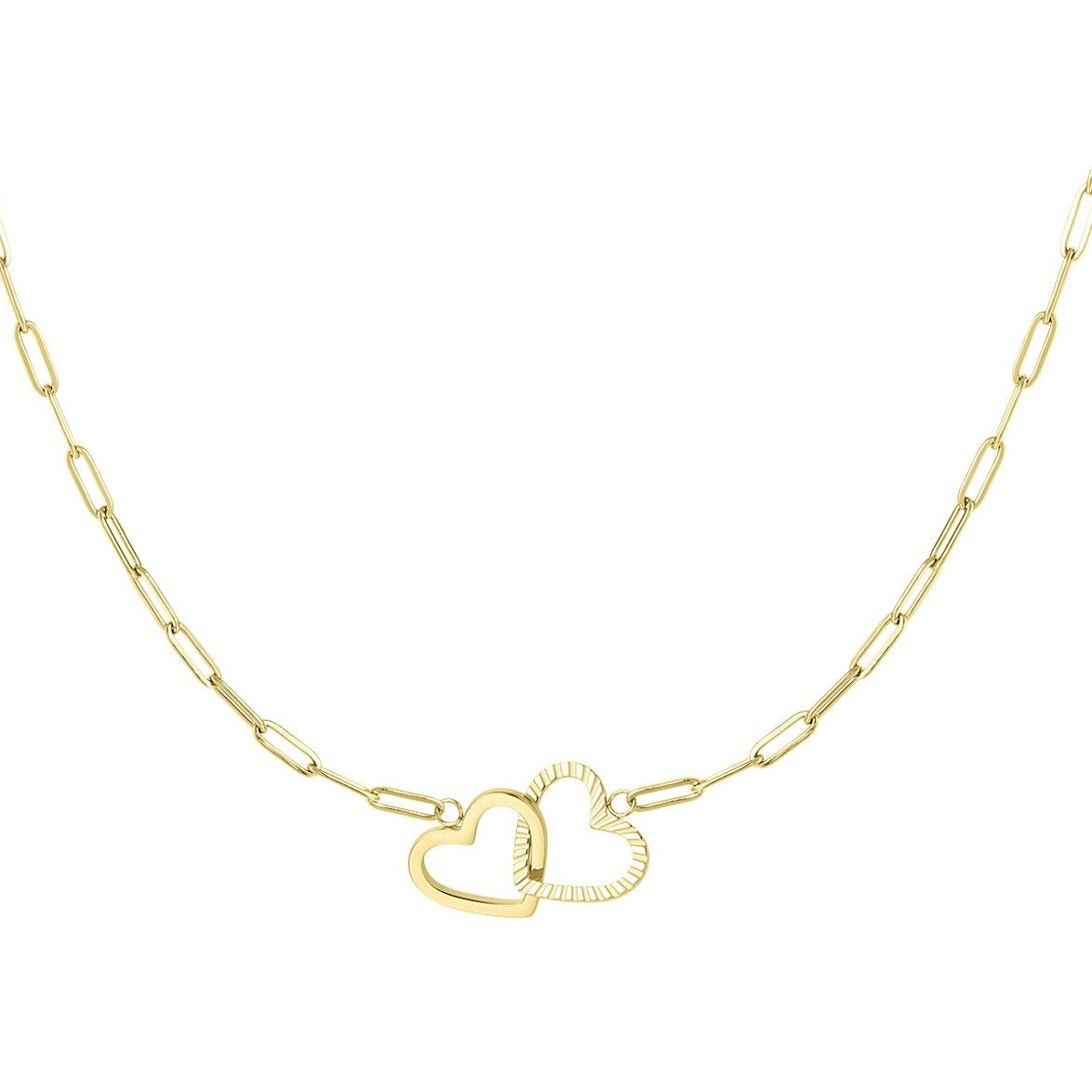 DAMES HALSKETTING LINKED HEARTS Goudkleurig STAINLESS STEEL