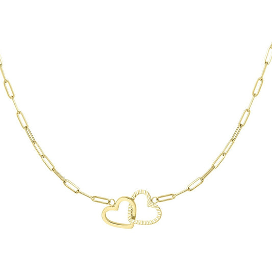 DAMES HALSKETTING LINKED HEARTS Goudkleurig  STAINLESS STEEL
