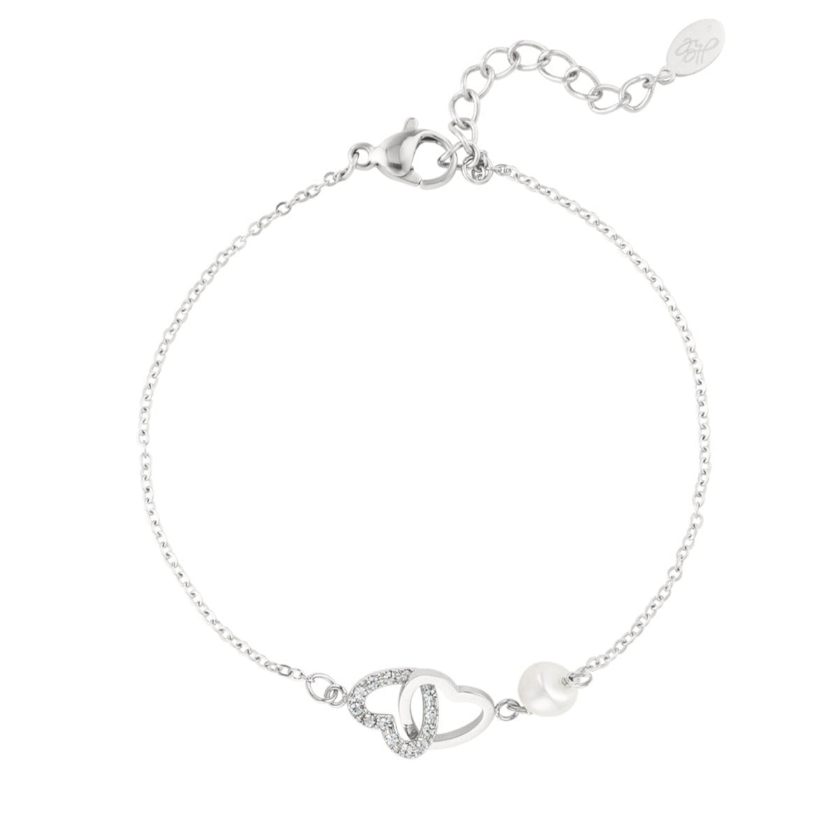 Dames armband forever hearts zilverkleurig stainless steel