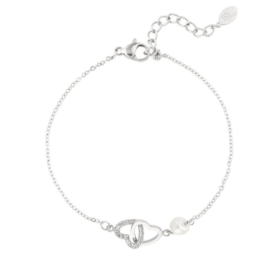 Dames armband forever hearts zilverkleurig stainless steel