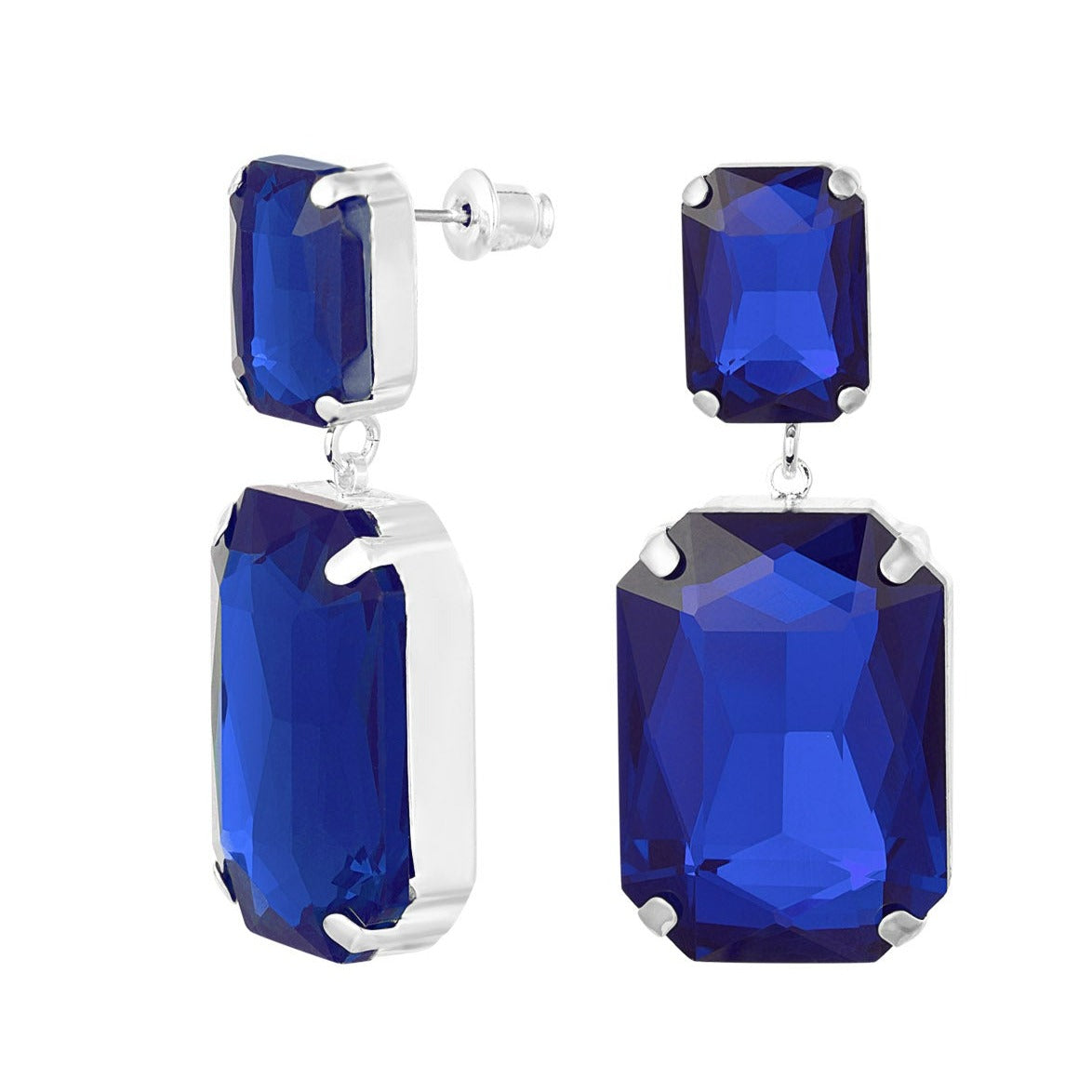 DAMES OORBELLEN MET BLAUW GLASKRALEN