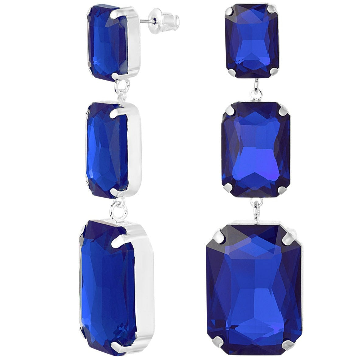Dames oorbellen Blauw&zilver glaskralen koper