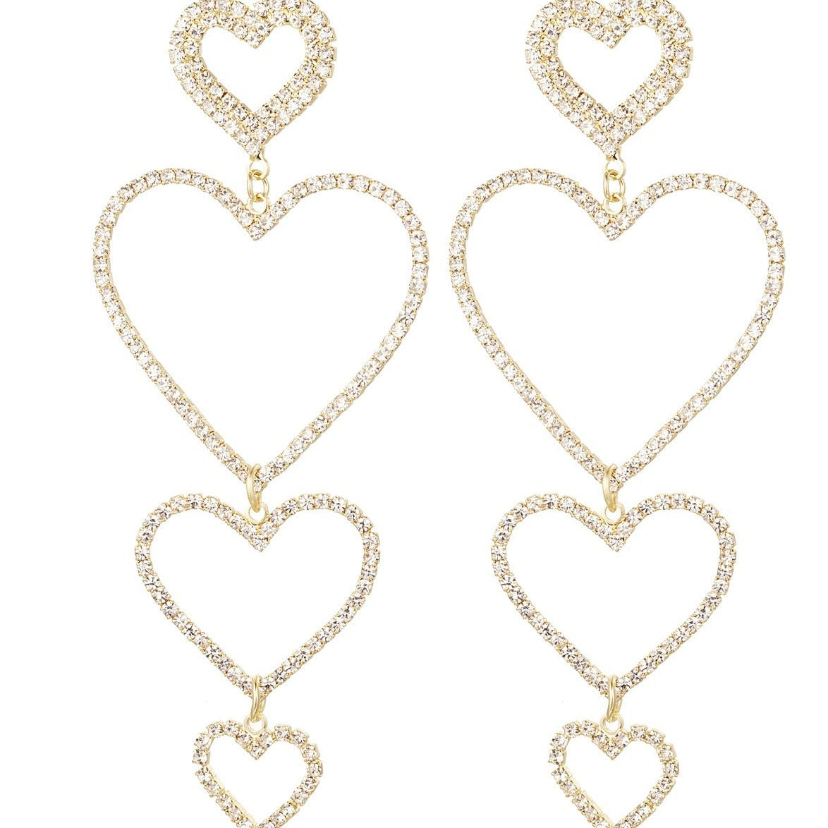 Dames oorbellen hartjes slinger goudkleurig koper