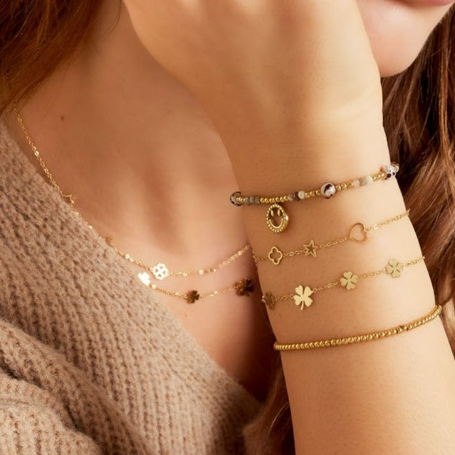 Dames Armband met Klavertjes Goudkleurig 16+3CM