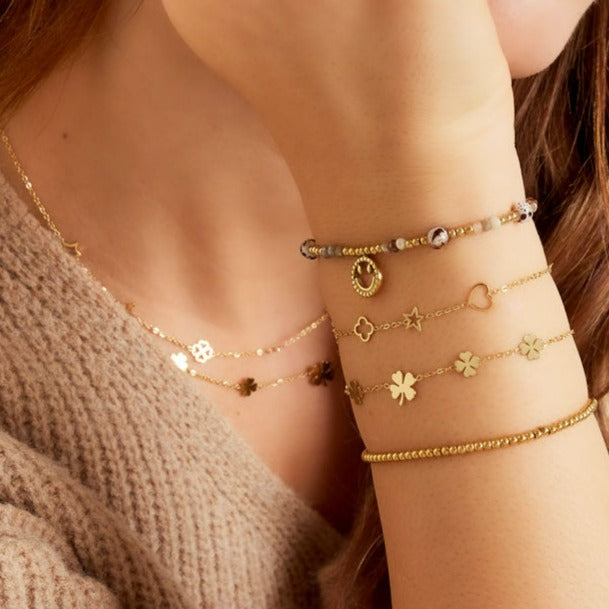 Dames Armband Zilverkleurig met klavertjes 16+3CM