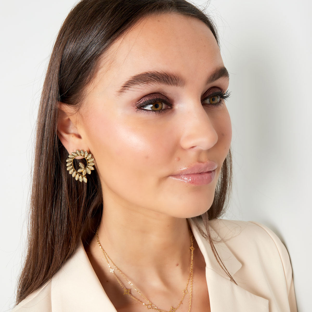 Dames Oorbellen Zilverkleurig Stainless Steel met Twisted Blaadjes 3.5 Cm Julia