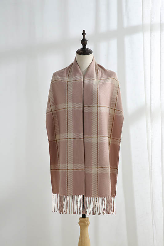 Dames Sjaal Kleur Roze Geruit 190 Cm