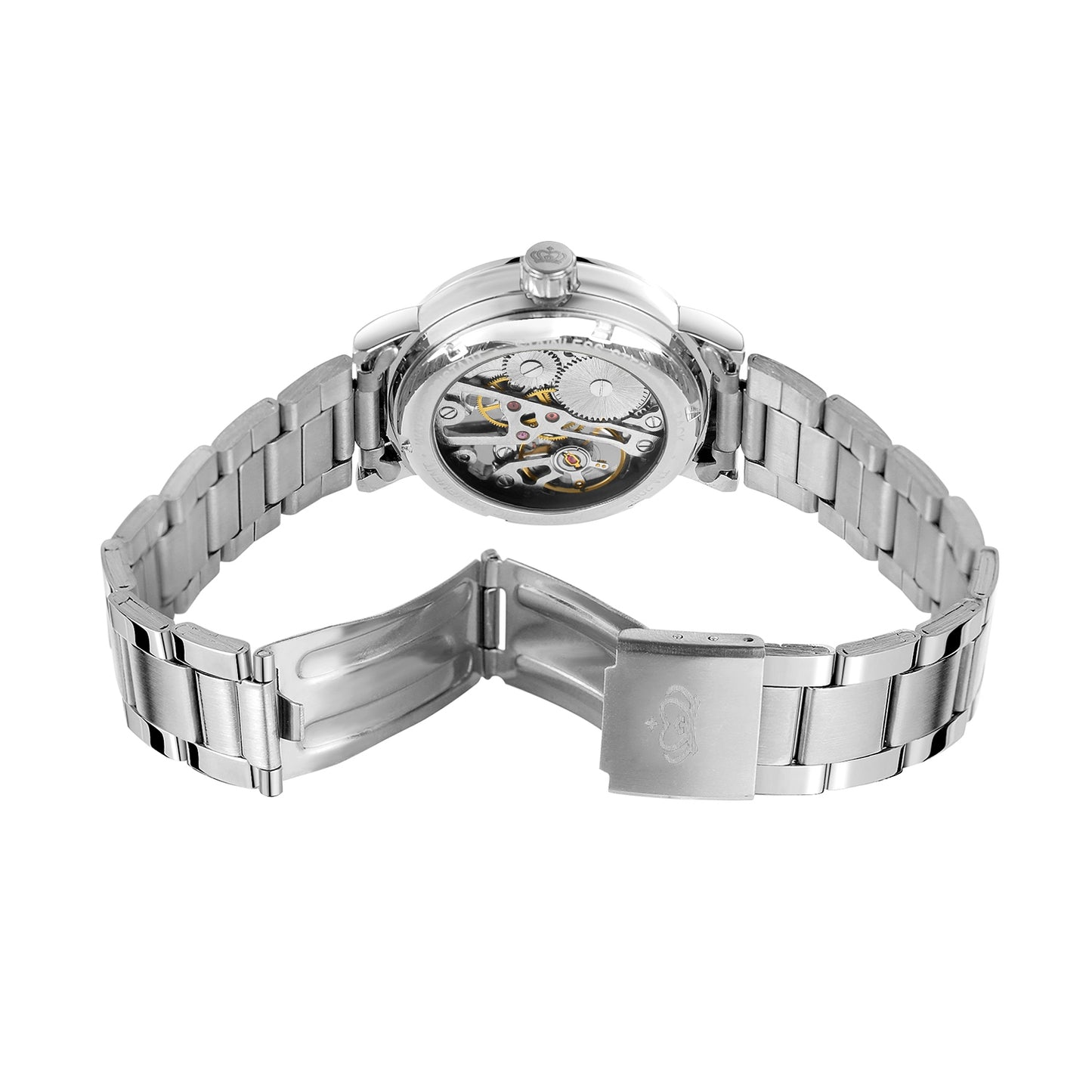 Dames Skeleton zilverkleurig opwind horloge Benssens Valencia