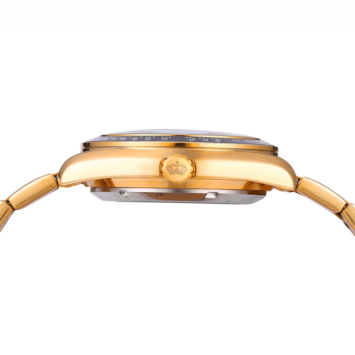 Heren Horloge Benssens goudkleurig Stainless Steel opwindbaar Skeleton met Glow in the dark wijzers Florence