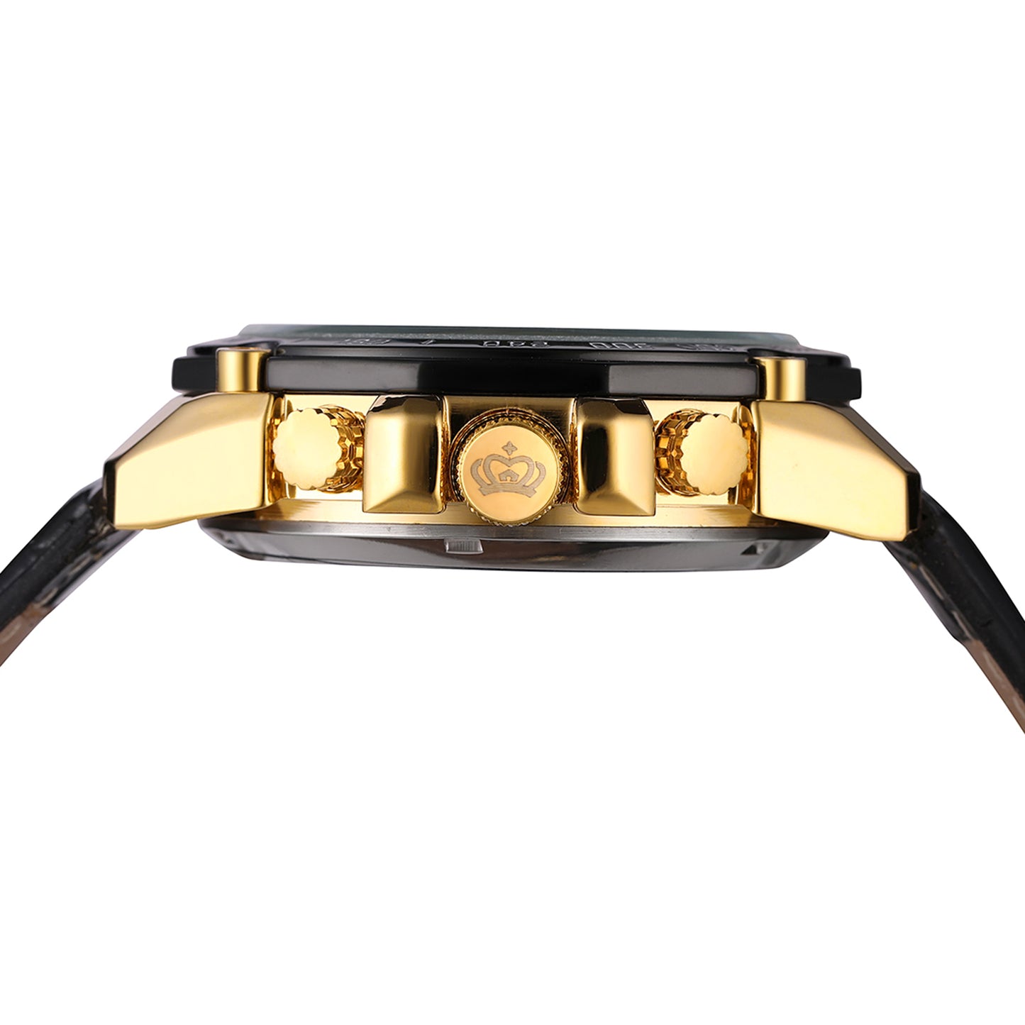 Heren Opwind Horloge Skeleton Benssens Goudkleurig met leren band
