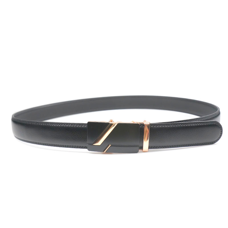 Heren Riem Benssens Goudkleurig echt leder 125cm Met Automatische Gesp in mooie Geschenkdoos
