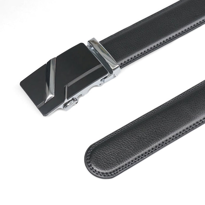 Heren Riem Automatische Gesp Zakelijke Riem Zwart Zilver 125cm Benssens