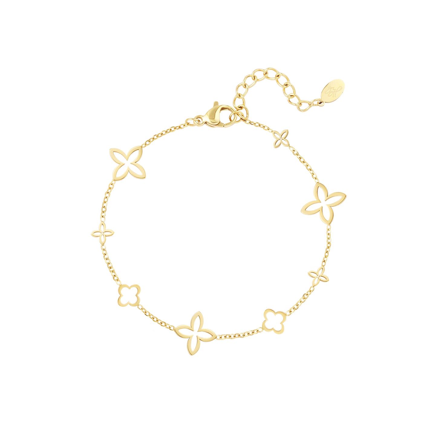 Dames Armband met Klavers Goudkleurig 16+3CM
