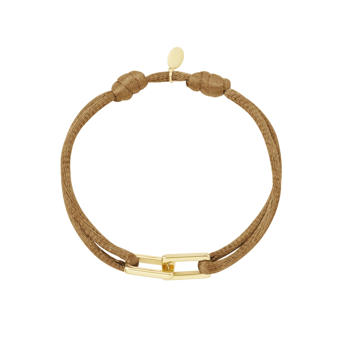 Dames Armband Stoffen Bruin met meerdere Draden Stof 16 Cm Selena