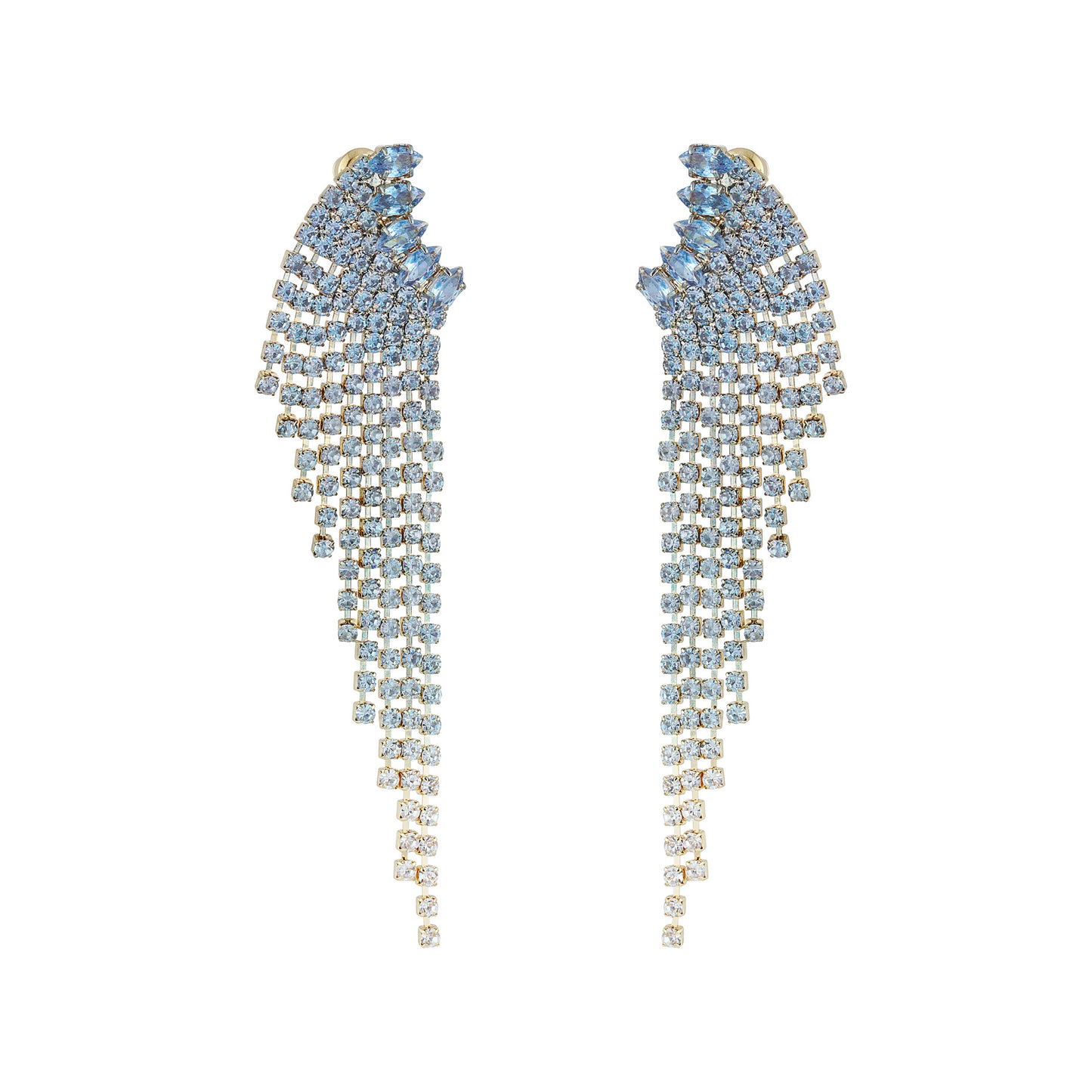 Dames Oorbel Blauw Koper met Strass steentjes 8.4 Cm Loïs