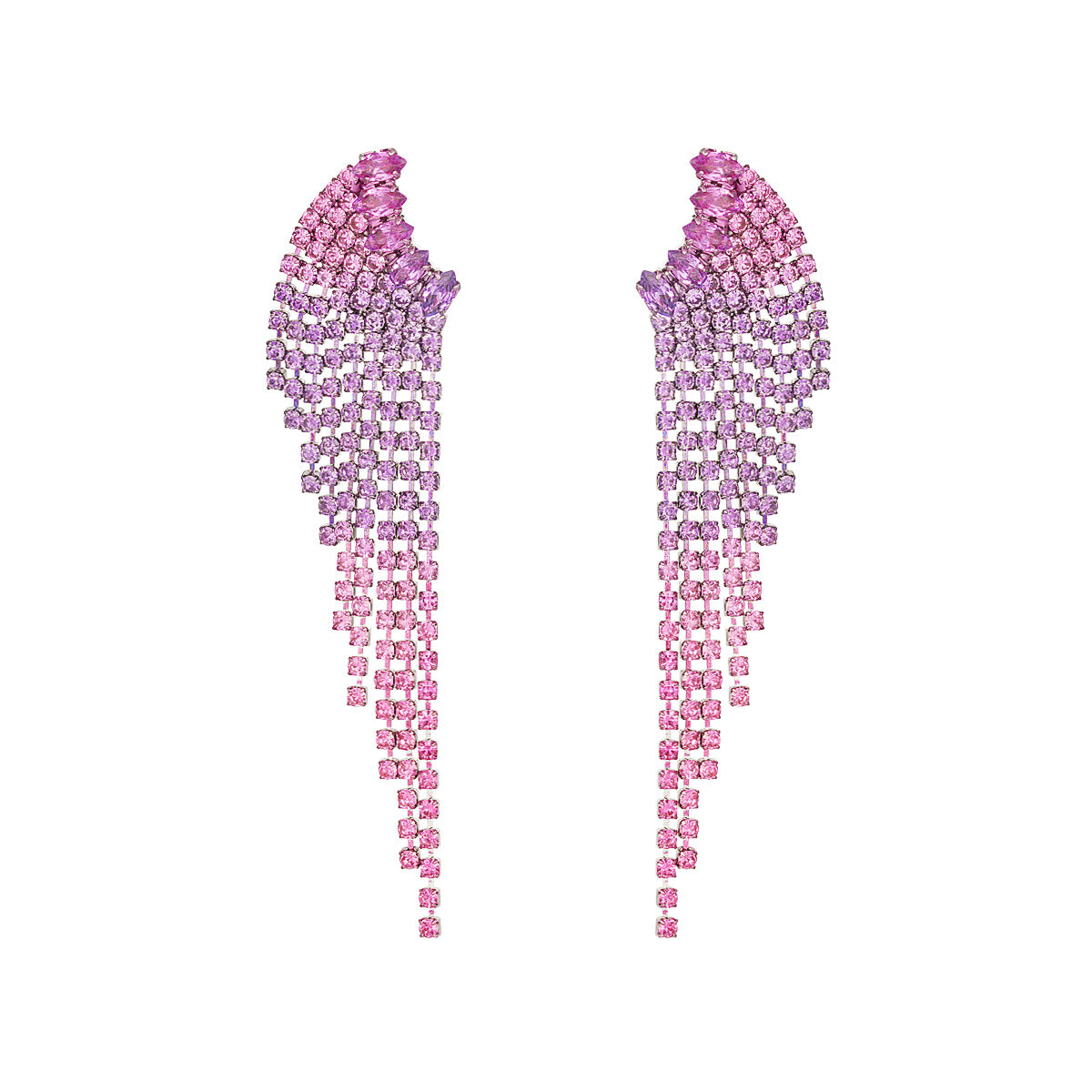 Dames Oorbel Koper met Paarskleurige Strass steentjes 8.4 Cm Loïs