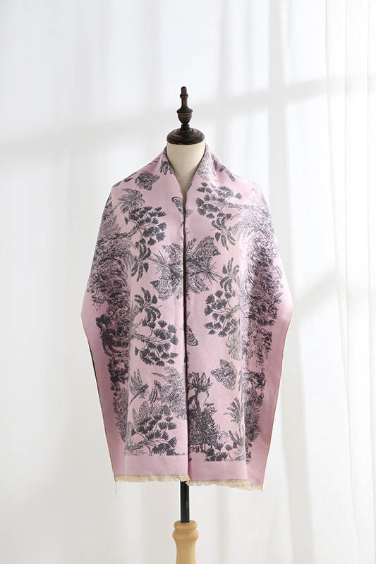 Dames Sjaal Grijs en Roze Met Abstract Motief 190 Cm Marlie