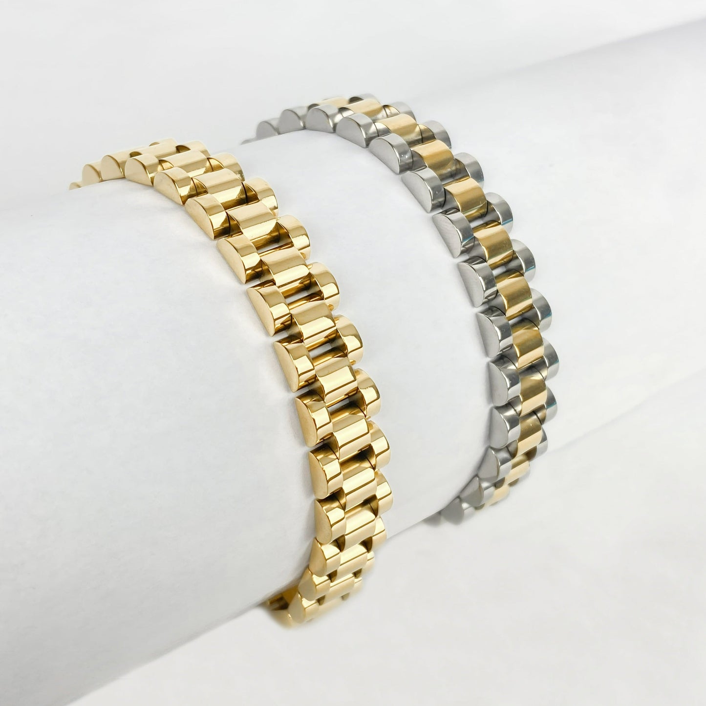 Dames Armband Goudkleurig 18K Stainless Steel Met Grove Schakels 18 Cm Maryn