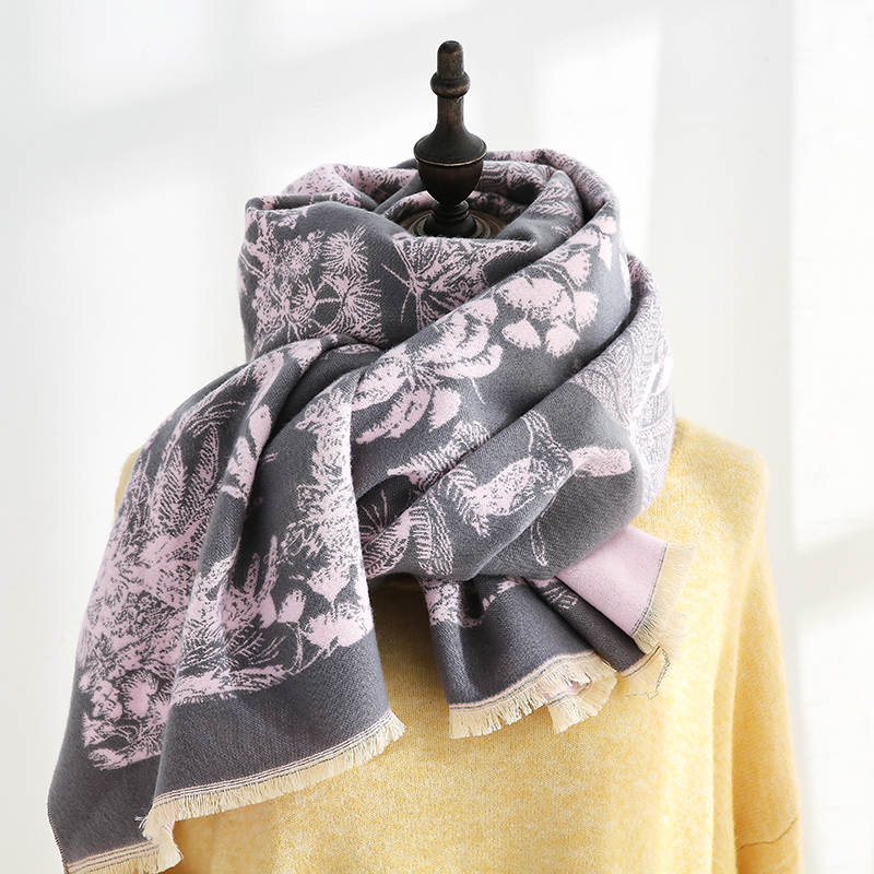 Dames Sjaal Grijs en Roze Met Abstract Motief 190 Cm Marlie