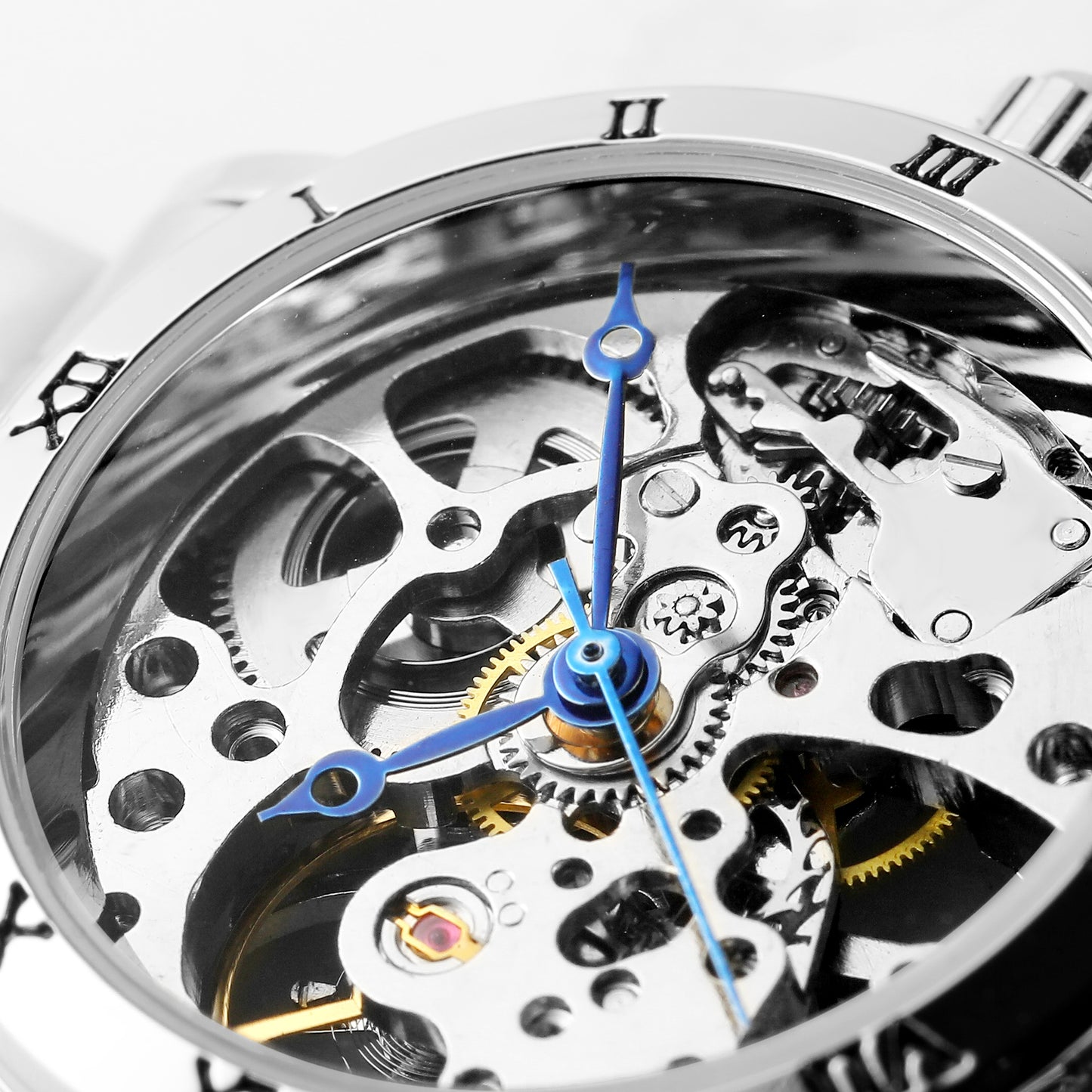 Dames Skeleton zilverkleurig opwind horloge Benssens Valencia