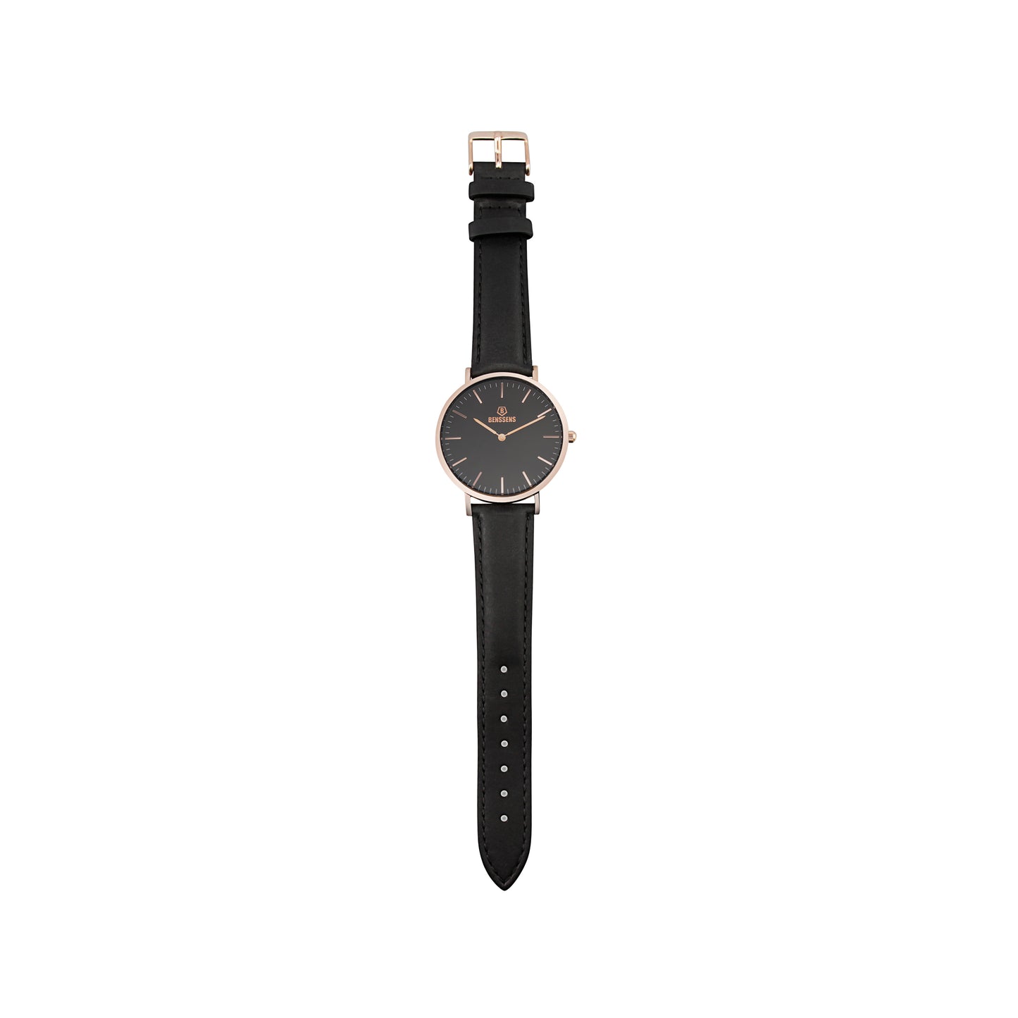 Benssen Dames Polshorloge - Klassiek Design, Quartz Uurwerk, Analoge Wijzerplaat, Waterbestendigheid en Zwart Leren Bandje"