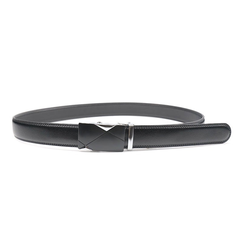 Heren Riem Automatische Gesp Zakelijke Riem Zwart Zilver 125cm Benssens