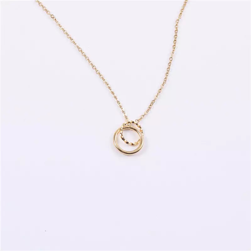 Dames Halsketting met Ringen Hanger Goudkleurig 18K 42+5Cm