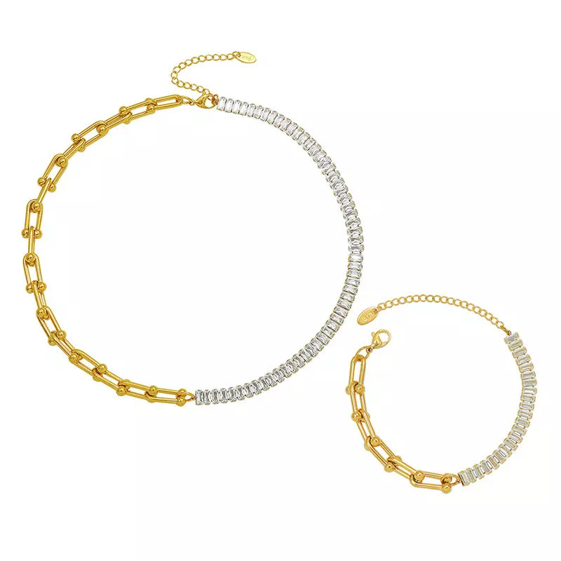 Dames Sieraden Nava Geschenkset met Sjaal Armband Oorbellen Halsketting en Skeleton Horloge