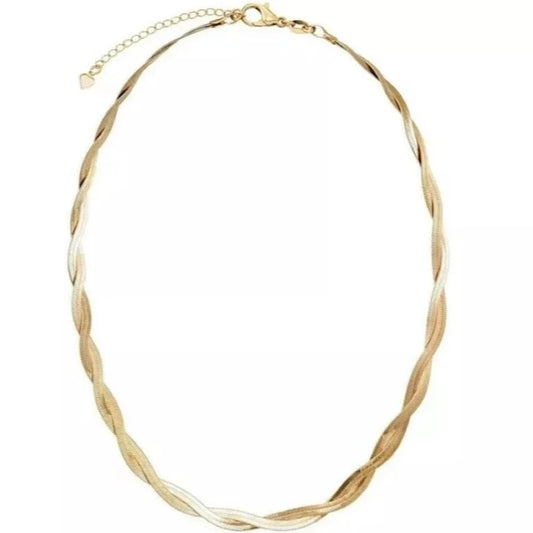 Dames Halsketting Herringbone Schakel Goudkleurig Stainless Steel 41+5cm