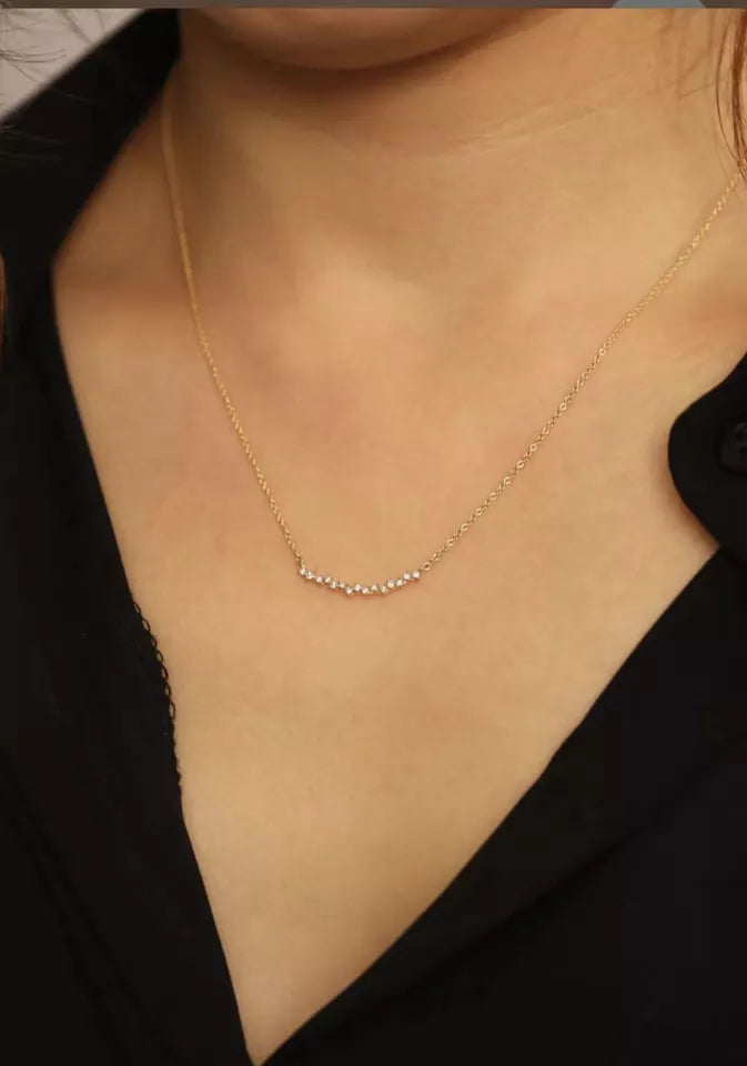 Dames Halsketting Goudkleurig met 15 Zirconia's in een hanger 41+5Cm Ilia