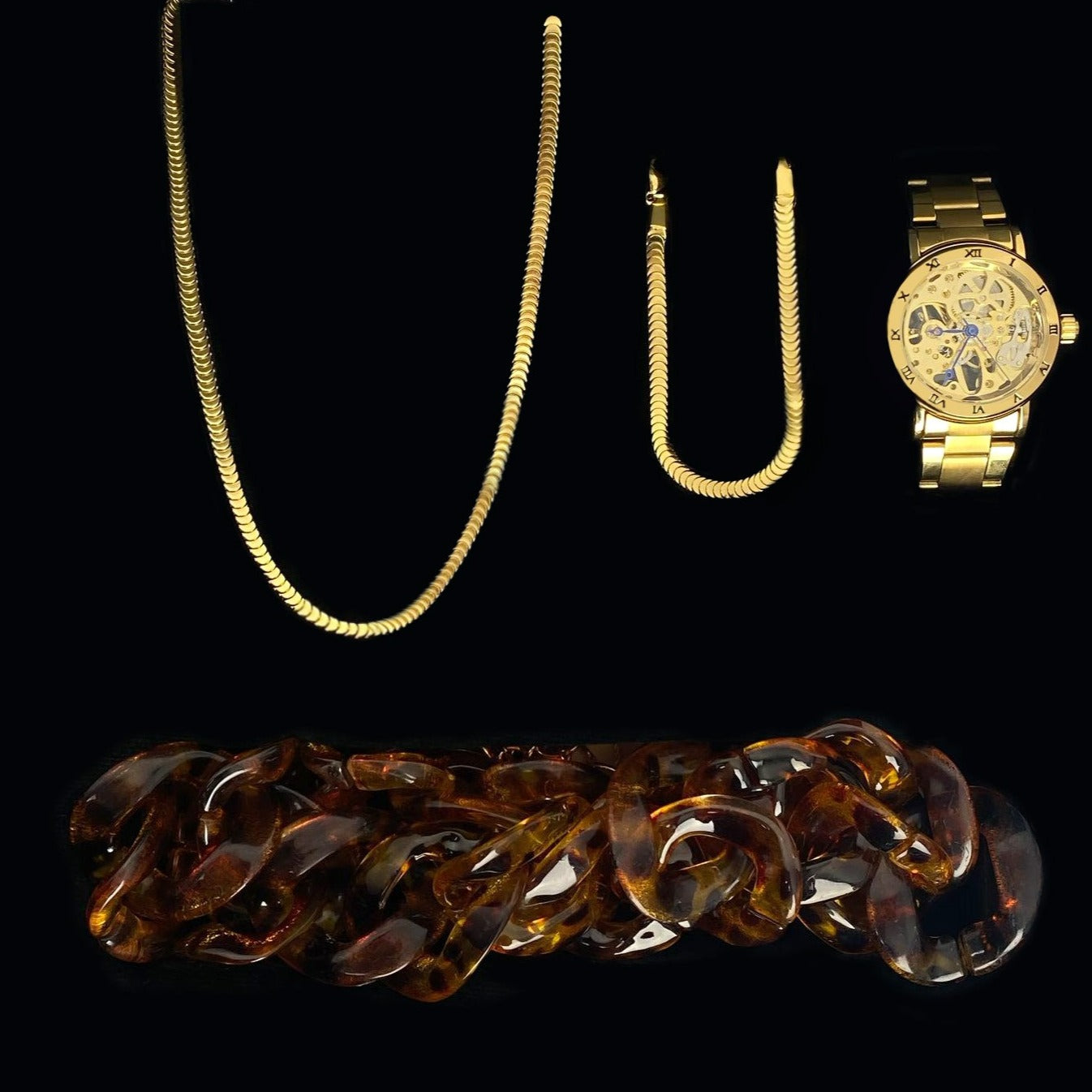 Benssens geschenkset met Skeleton Horloge, halsketting, armband, taille riem & giftbox - Perfect Cadeau voor Haar!