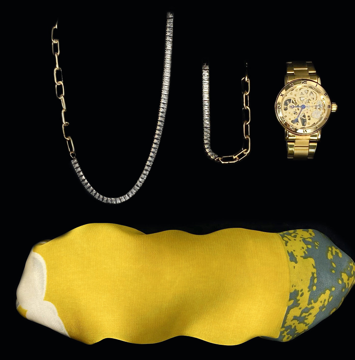 Dames Sieraden Nora Geschenkset met Sjaal Armband Oorbellen Halsketting en Skeleton