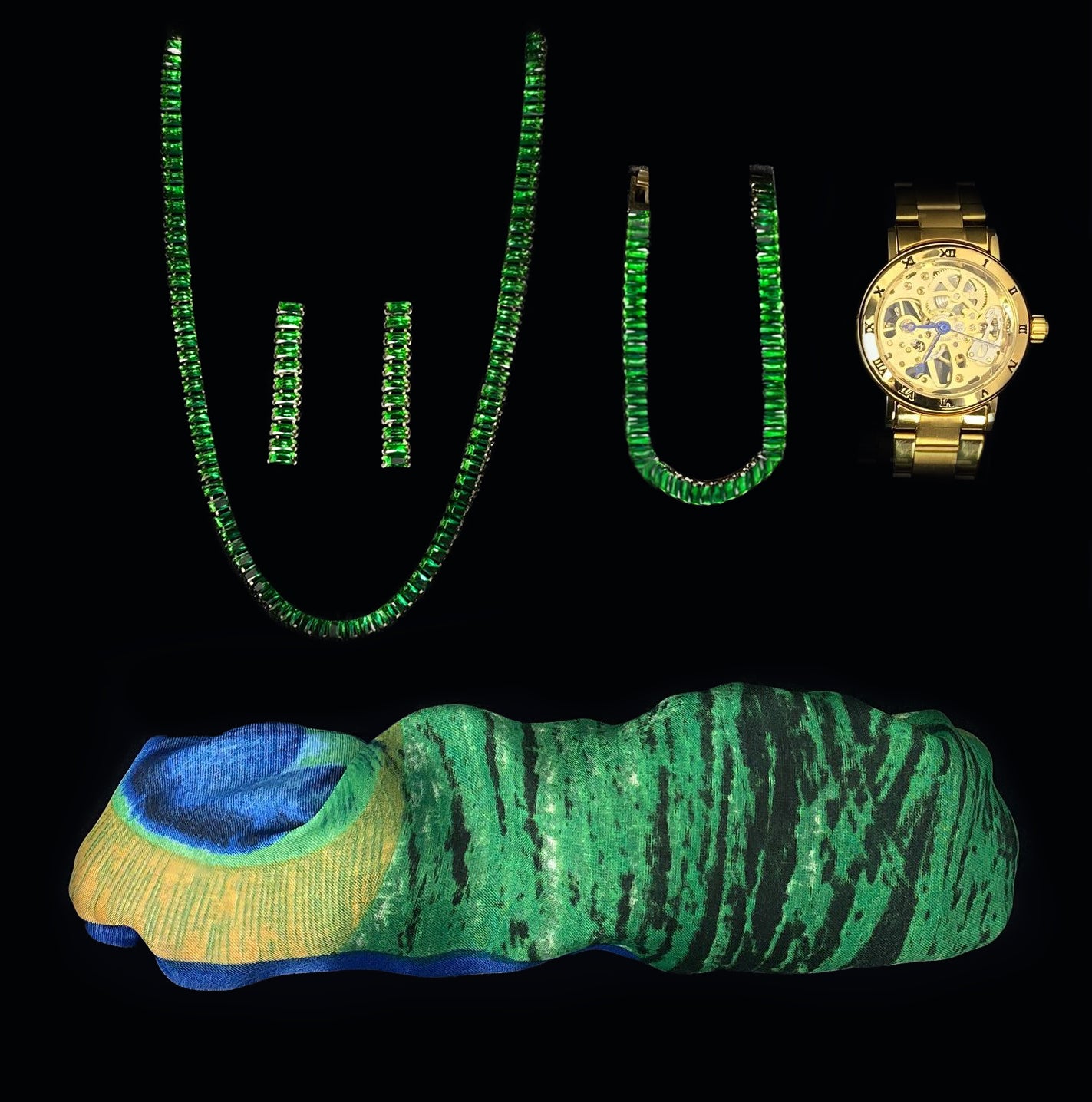 Dames Sieraden Geschenkset Sophie met Sjaal Armband Oorbellen Halsketting en Skeleton