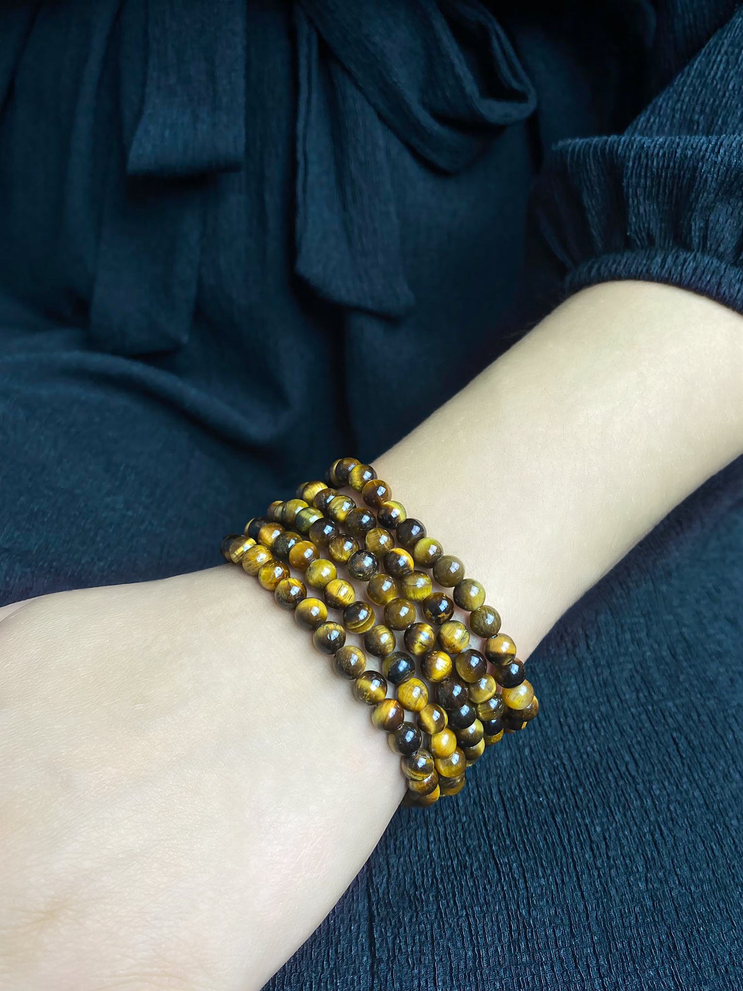 Dames Elastische Armband met Tijgeroog Kralen 19Cm Timothy