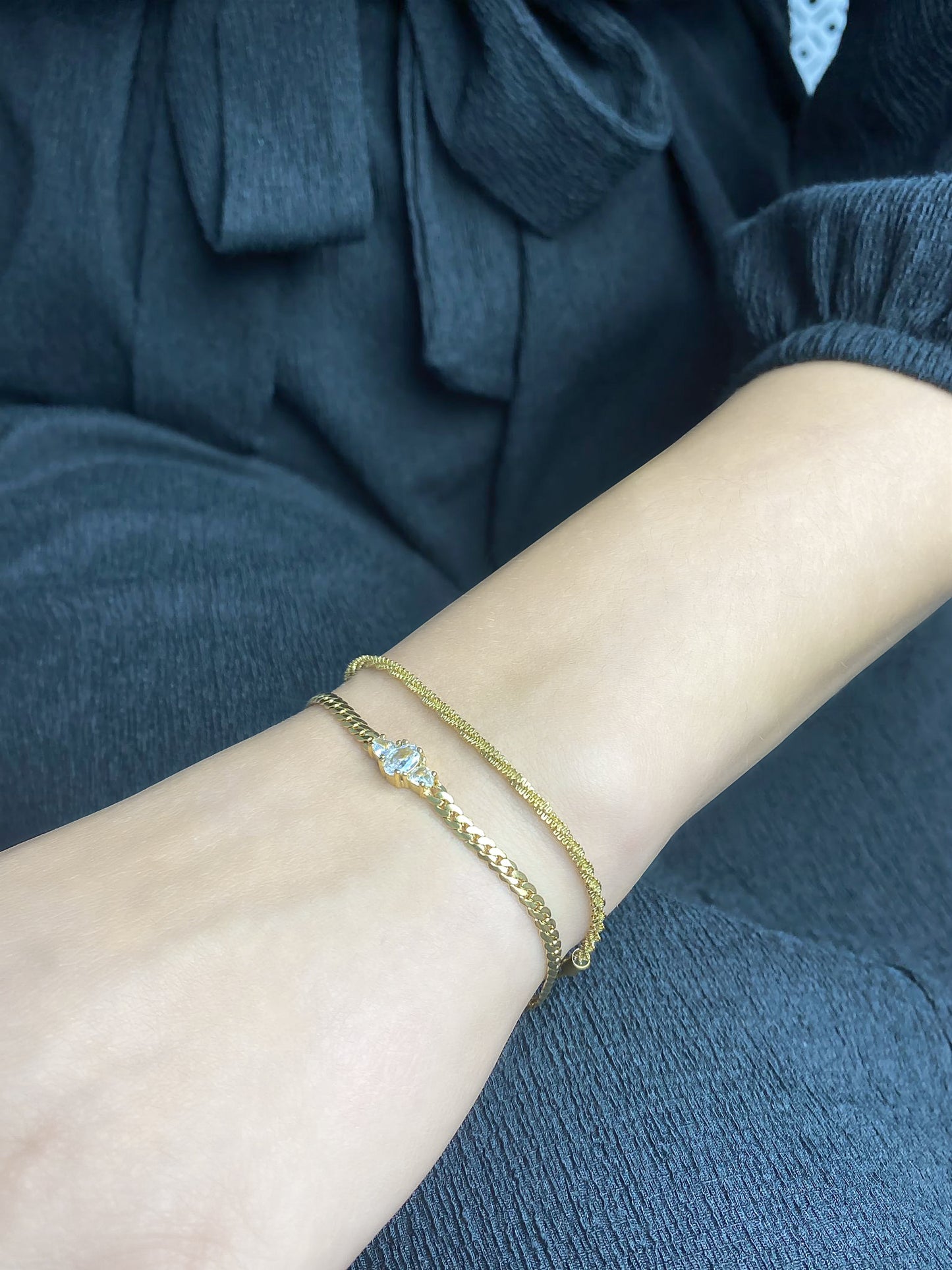 Dames Rope Armband Stainless Steel goudkleurig (18K) 16,5+3.5 Cm Lara