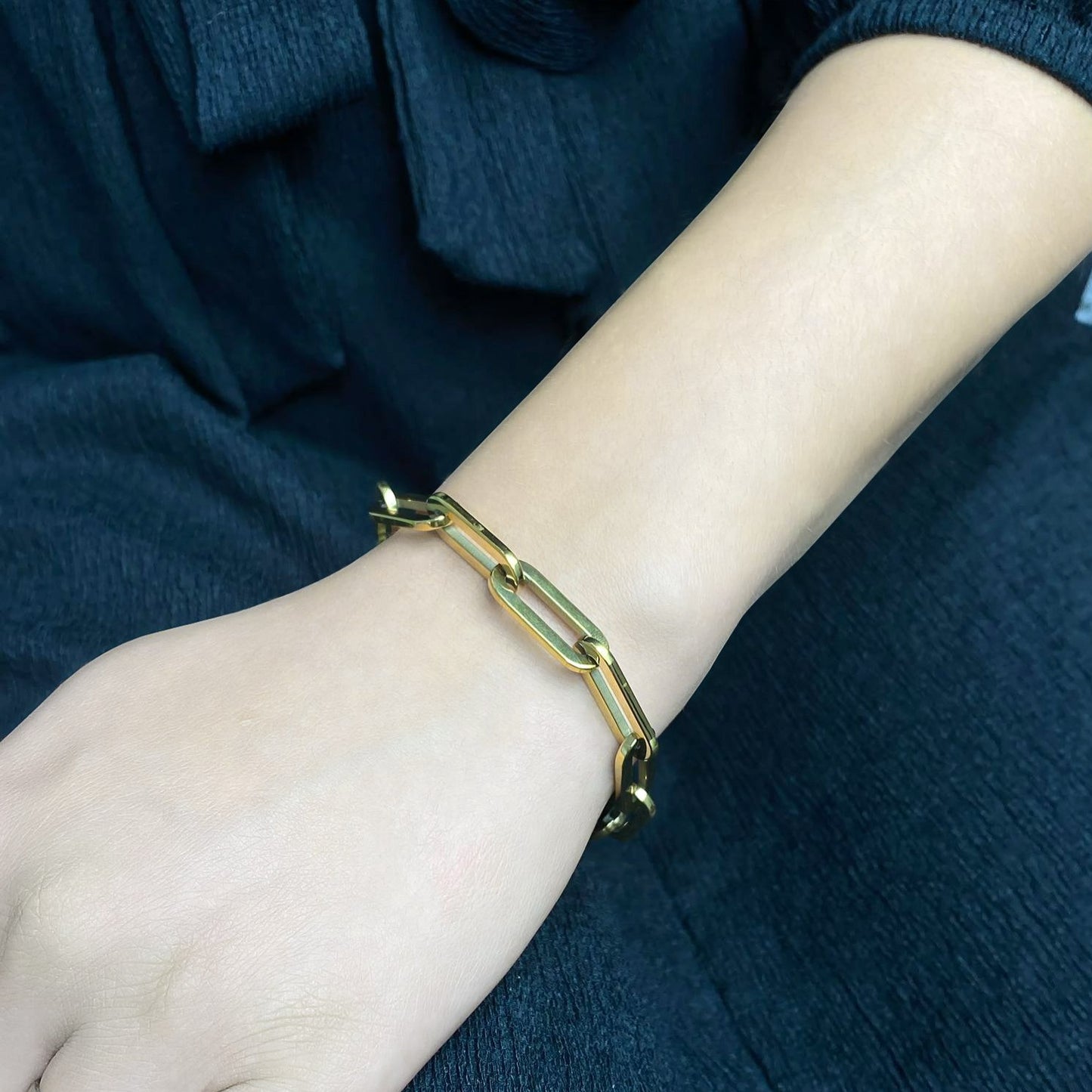 Dames Armband Goudkleurig 18K Stainless Steel Met Ketting Schakels 18 Cm Mattea