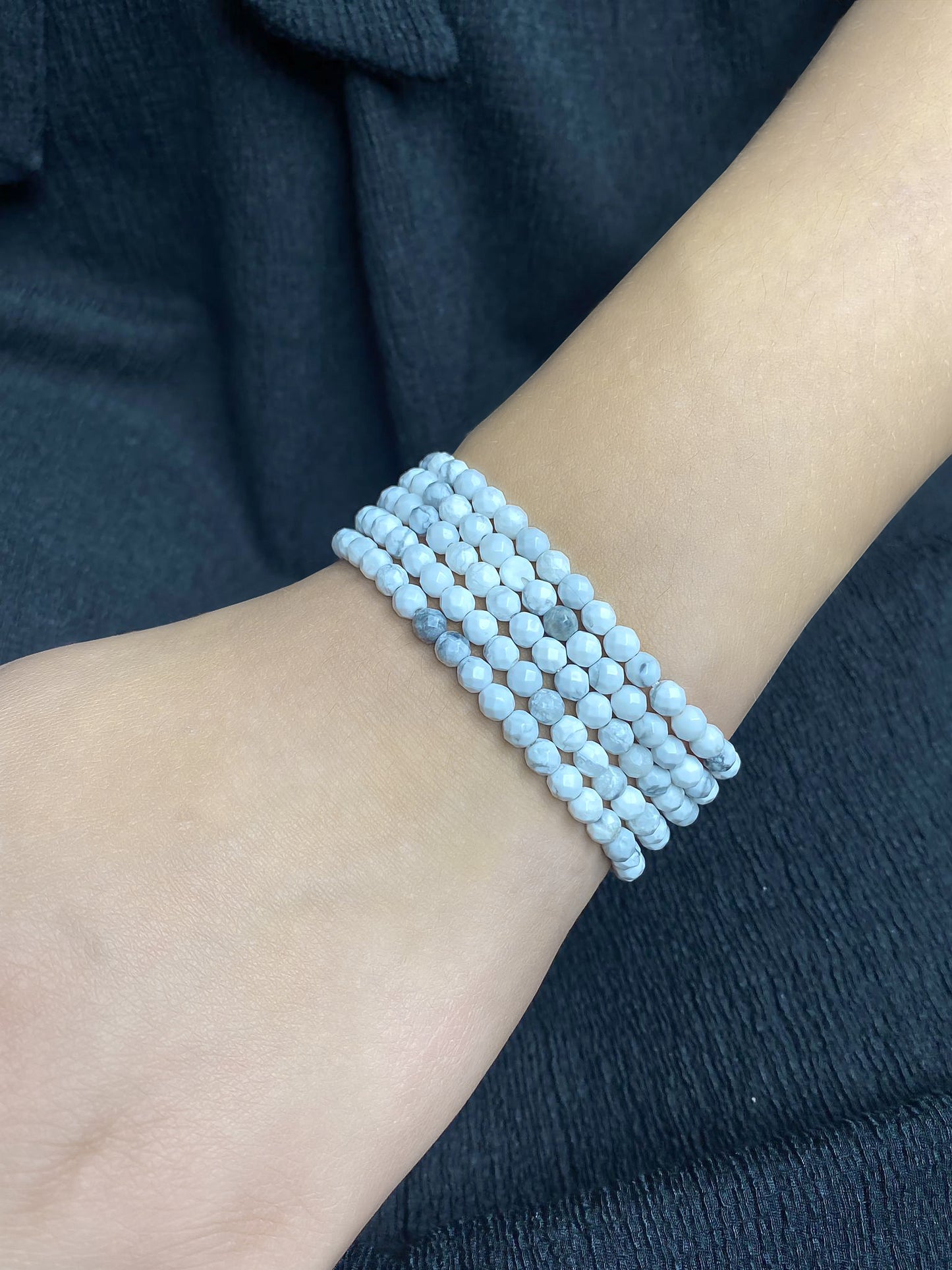 Dames Armband met Wit Groene Howliet Facet Kralen Armband 19Cm