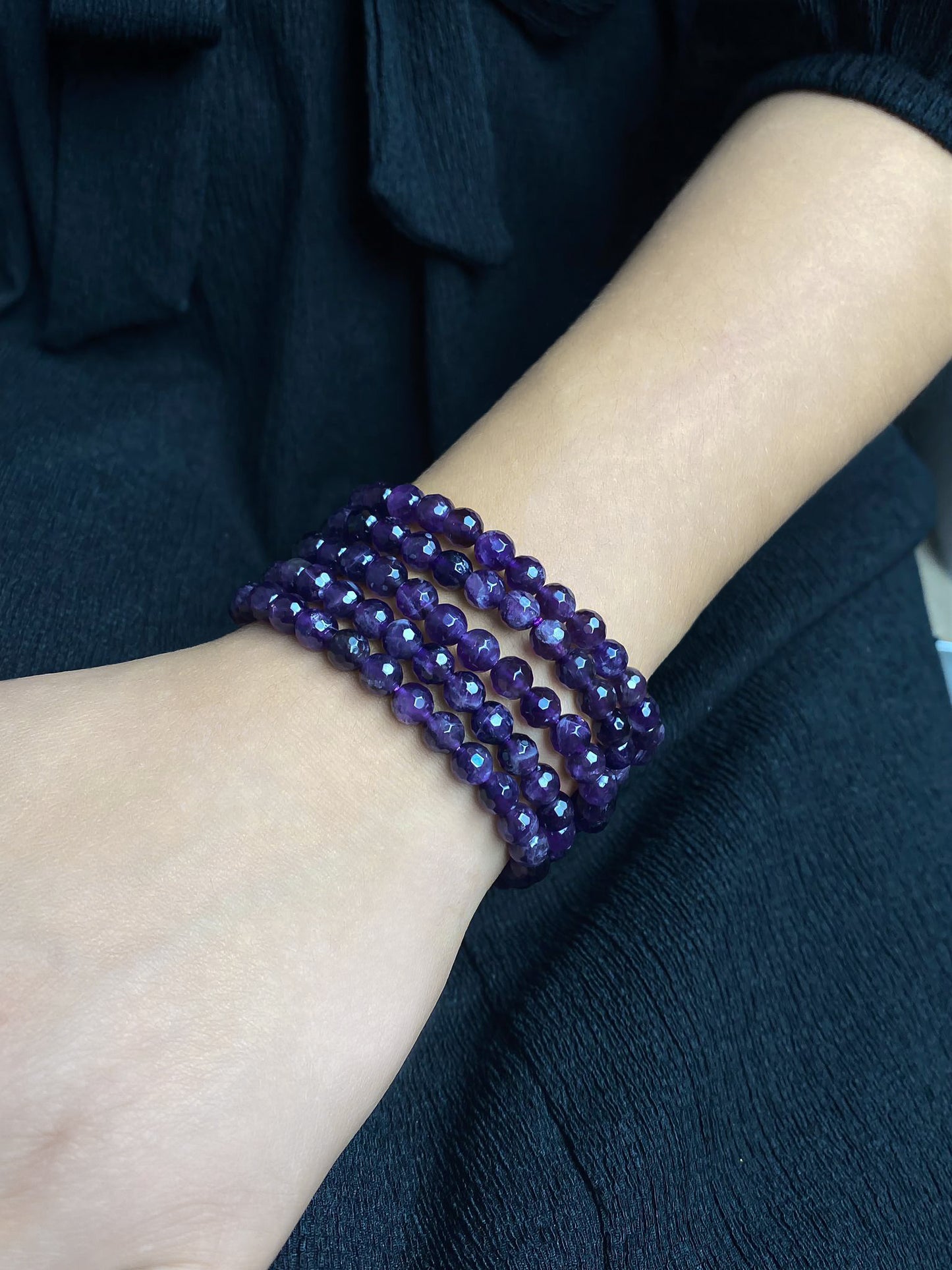 Dames Armband met Amethist Facet Kralen Kleur Paars 19CM