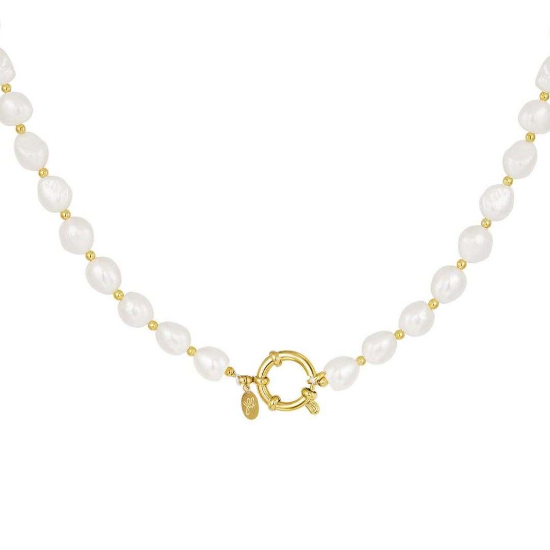 Dames Halsketting Goudkleurig 18K Stainless Steel met Zoetwaterparels 42 Cm Meggy