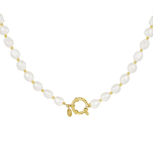 Dames Halsketting Goudkleurig 18K Stainless Steel met Zoetwaterparels 42 Cm Meggy