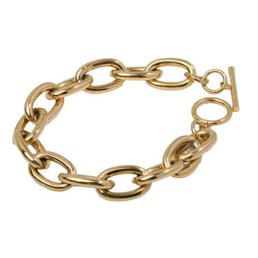 Dames Armband Goudkleurig (18K) Stainless Steel met Grove Schakels 18Cm Dalia