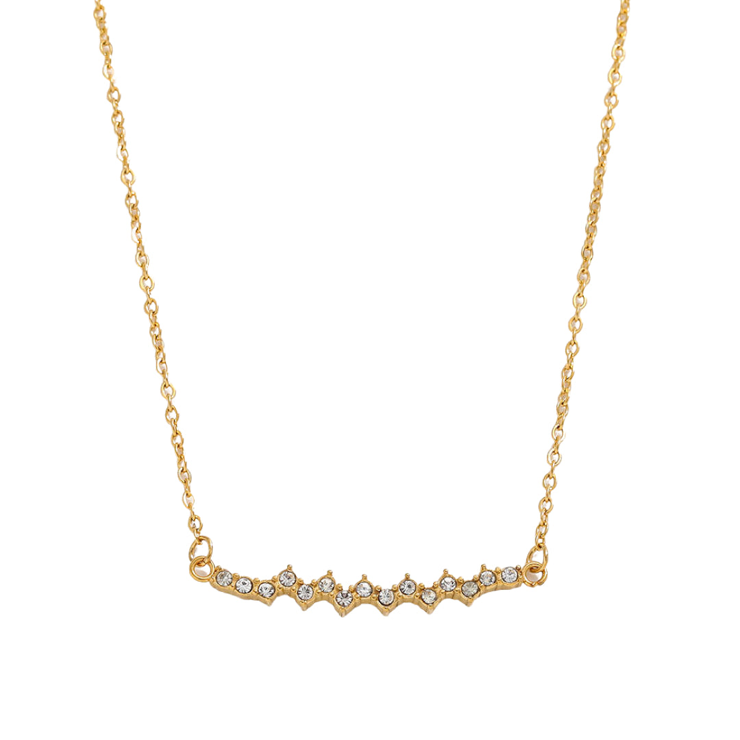 Dames Halsketting Goudkleurig met 15 Zirconia's in een hanger 41+5Cm Ilia
