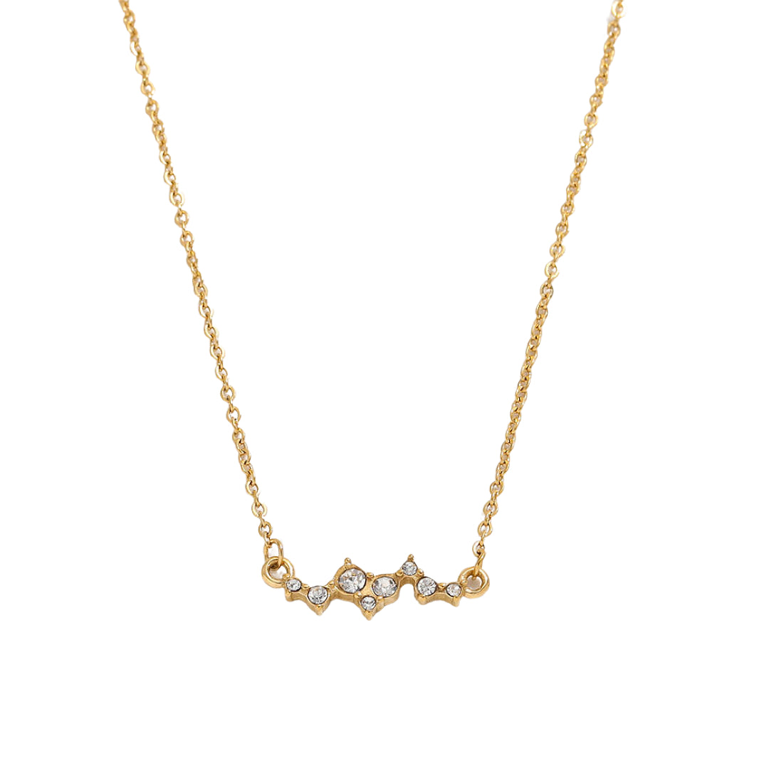 Dames Halsketting Goudkleurig 18K Stainless Steel met 9 Zirciona Edelsteentjes in Hanger 41+5 Cm Talia