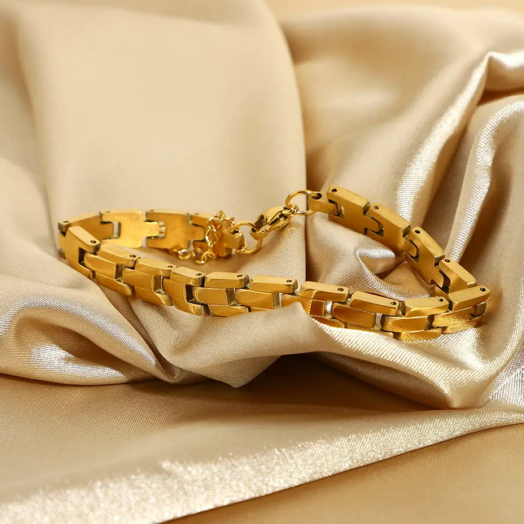 Dames Armband Met Grove Schakels Goudkleurig (18K) Stainless Steel 16+5Cm Ginerva