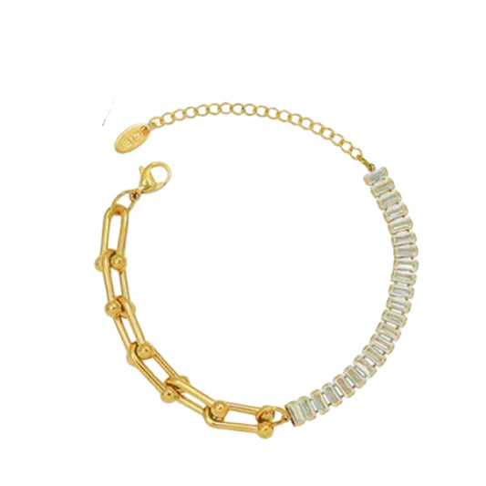 Dames Armband Goudkleurig Stainless Steel Met 22 Crystal Pave Steentjes 24 Cm Lior