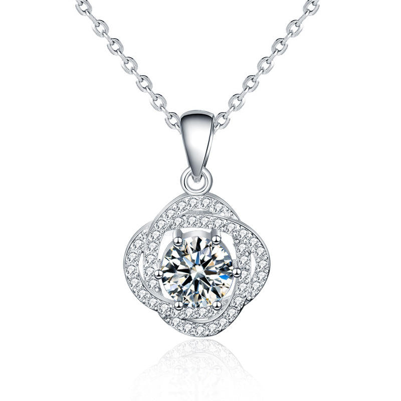 Dames Halsketting Zilver met een Moissanite Hanger 40+5cm Britney
