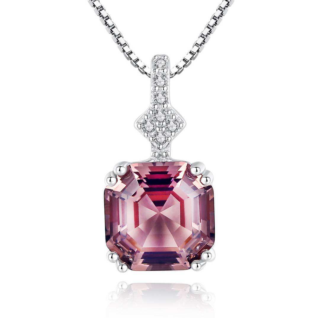 Dames Halsketting Met 925 Sterling Zilver en Roos Morganite Edelstaan als Hanger 40+5 Cm Lonna