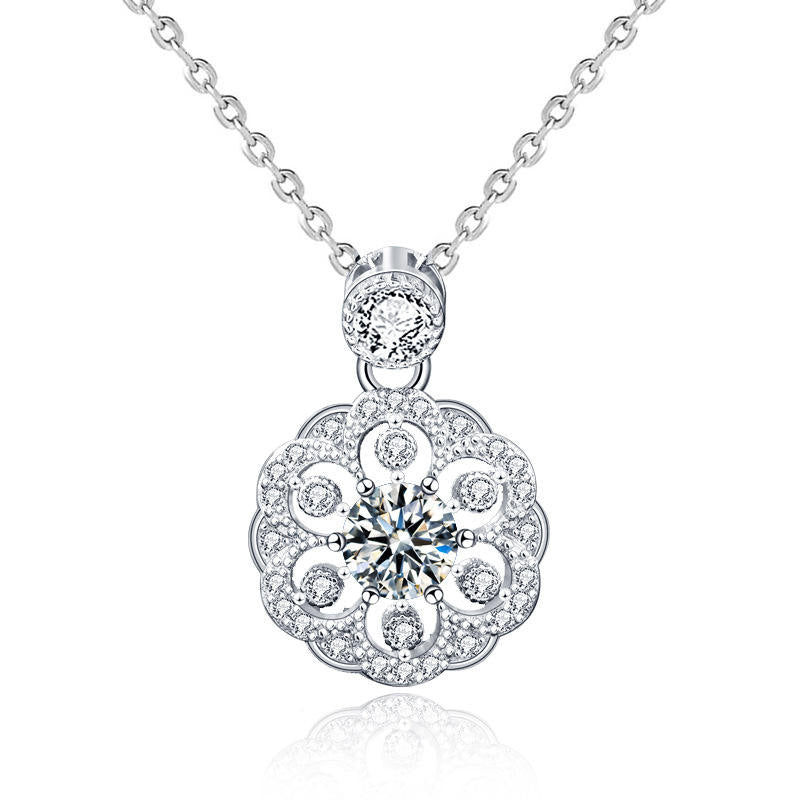 Dames Halsketting Met 925 Sterling Zilver en Witte Morganite Edelsteen als Hanger 40+5 Cm Loresa