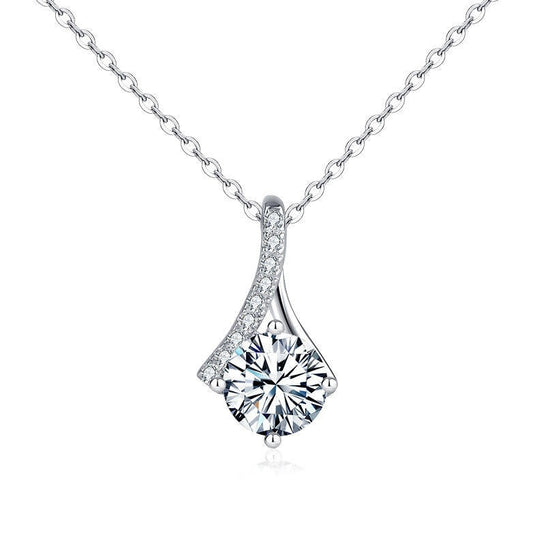 Dames Halsketting 925 Sterling Zilver met Zirciona en Moissanite Edelsteentjes 40+5Ccm Evita